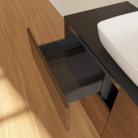 Тумба под раковину Villeroy & Boch Finion 120х50,1 см МДФ шпон грецкого ореха/стекло черное матовое F79200GN