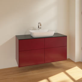 Тумба под раковину Villeroy & Boch Finion 120х50,1 см МДФ пион матовый лак/стекло черное матовое F79200HB