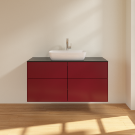 Тумба под раковину Villeroy & Boch Finion 120х50,1 см МДФ пион матовый лак/стекло черное матовое F79200HB