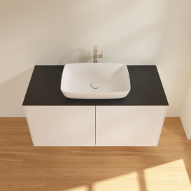 Тумба под раковину Villeroy & Boch Finion 120х50,1 см МДФ белый матовый лак/стекло черное матовое F79200MT