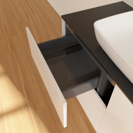 Тумба под раковину Villeroy & Boch Finion 120х50,1 см МДФ белый матовый лак/стекло черное матовое F79200MT