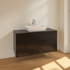 Тумба под раковину Villeroy & Boch Finion 120х50,1 см МДФ черный матовый лак/стекло черное матовое F79200PD