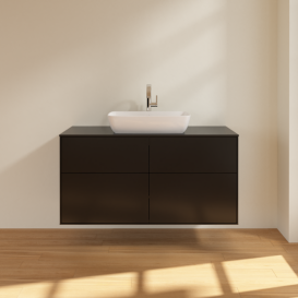 Тумба под раковину Villeroy & Boch Finion 120х50,1 см МДФ черный матовый лак/стекло черное матовое F79200PD