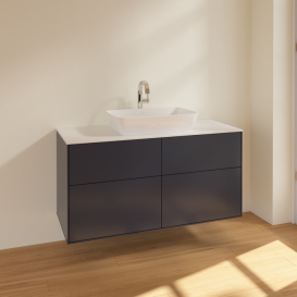 Тумба под раковину Villeroy & Boch Finion 120х50,1 см МДФ темно-синий матовый лак/стекло белое матовое F79100HG