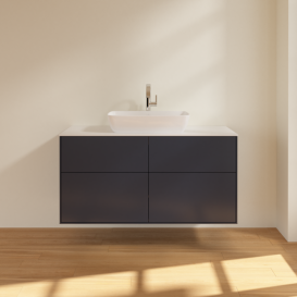 Тумба под раковину Villeroy & Boch Finion 120х50,1 см МДФ темно-синий матовый лак/стекло белое матовое F79100HG