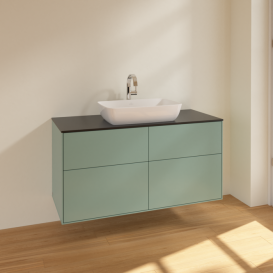 Тумба под раковину Villeroy & Boch Finion 120х50,1 см МДФ оливковый матовый лак/стекло черное матовое F79200GM