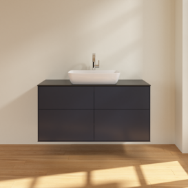 Тумба под раковину Villeroy & Boch Finion 120х50,1 см МДФ темно-синий матовый лак/стекло черное матовое F79200HG