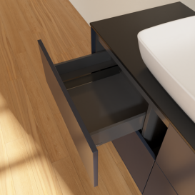 Тумба под раковину Villeroy & Boch Finion 120х50,1 см МДФ темно-синий матовый лак/стекло черное матовое F79200HG