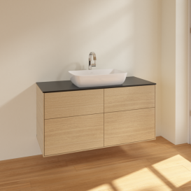 Тумба под раковину Villeroy & Boch Finion 120х50,1 см МДФ шпон дуба/стекло черное матовое F79200PC