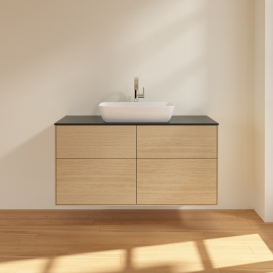 Тумба под раковину Villeroy & Boch Finion 120х50,1 см МДФ шпон дуба/стекло черное матовое F79200PC