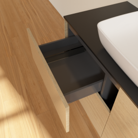 Тумба под раковину Villeroy & Boch Finion 120х50,1 см МДФ шпон дуба/стекло черное матовое F79200PC