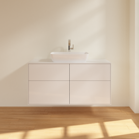 Тумба под раковину Villeroy & Boch Finion 120х50,1 см с подсветкой МДФ глянцевый белый лак/стекло белое матовое G79100GF