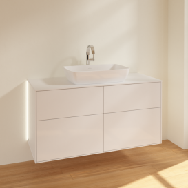 Тумба под раковину Villeroy & Boch Finion 120х50,1 см с подсветкой МДФ глянцевый белый лак/стекло белое матовое G79100GF