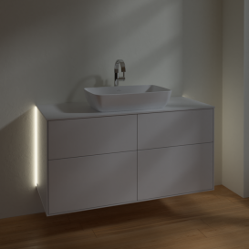 Тумба под раковину Villeroy & Boch Finion 120х50,1 см с подсветкой МДФ глянцевый белый лак/стекло белое матовое G79100GF