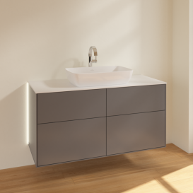 Тумба под раковину Villeroy & Boch Finion 120х50,1 см с подсветкой МДФ антрацит матовый лак/стекло белое матовое G79100GK