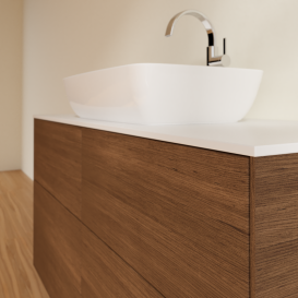 Тумба под раковину Villeroy & Boch Finion 120х50,1 см с подсветкой МДФ шпон грецкого ореха/стекло белое матовое G79100GN