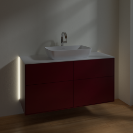 Тумба под раковину Villeroy & Boch Finion 120х50,1 см с подсветкой МДФ пион матовый лак/стекло белое матовое G79100HB