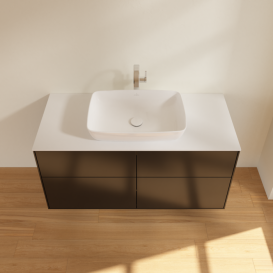 Тумба под раковину Villeroy & Boch Finion 120х50,1 см с подсветкой МДФ черный матовый лак/стекло белое матовое G79100PD