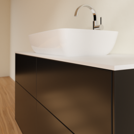 Тумба под раковину Villeroy & Boch Finion 120х50,1 см с подсветкой МДФ черный матовый лак/стекло белое матовое G79100PD