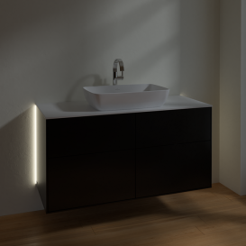 Тумба под раковину Villeroy & Boch Finion 120х50,1 см с подсветкой МДФ черный матовый лак/стекло белое матовое G79100PD