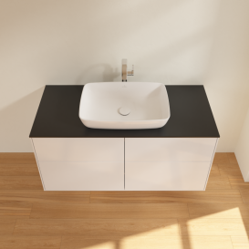 Тумба под раковину Villeroy & Boch Finion 120х50,1 см с подсветкой МДФ глянцевый белый лак/стекло черное матовое G79200GF