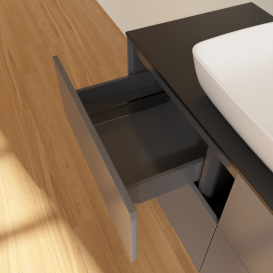 Тумба под раковину Villeroy & Boch Finion 120х50,1 см с подсветкой МДФ антрацит матовый лак/стекло черное матовое G79200GK