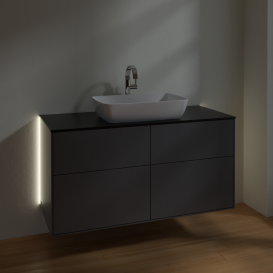 Тумба под раковину Villeroy & Boch Finion 120х50,1 см с подсветкой МДФ антрацит матовый лак/стекло черное матовое G79200GK