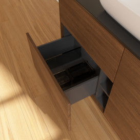 Тумба под раковину Villeroy & Boch Finion 120х50,1 см с подсветкой МДФ шпон грецкого ореха/стекло черное матовое G79200GN