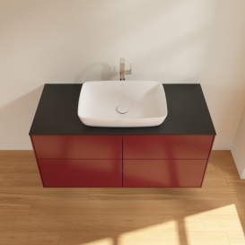 Тумба под раковину Villeroy & Boch Finion 120х50,1 см с подсветкой МДФ пион матовый лак/стекло черное матовое G79200HB