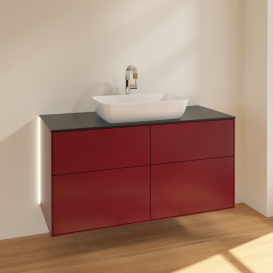 Тумба под раковину Villeroy & Boch Finion 120х50,1 см с подсветкой МДФ пион матовый лак/стекло черное матовое G79200HB