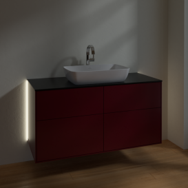 Тумба под раковину Villeroy & Boch Finion 120х50,1 см с подсветкой МДФ пион матовый лак/стекло черное матовое G79200HB