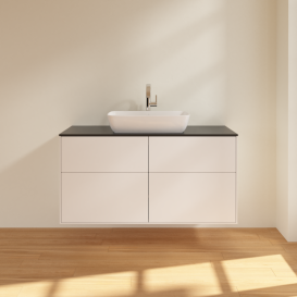 Тумба под раковину Villeroy & Boch Finion 120х50,1 см с подсветкой МДФ белый матовый лак/стекло черное матовое G79200MT