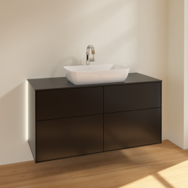 Тумба под раковину Villeroy & Boch Finion 120х50,1 см с подсветкой МДФ черный матовый лак/стекло черное матовое G79200PD