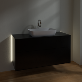 Тумба под раковину Villeroy & Boch Finion 120х50,1 см с подсветкой МДФ черный матовый лак/стекло черное матовое G79200PD
