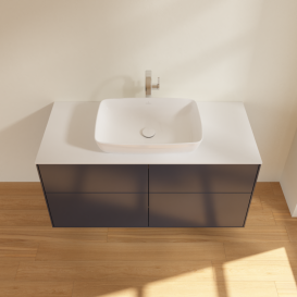 Тумба под раковину Villeroy & Boch Finion 120х50,1 см с подсветкой МДФ темно-синий матовый лак/стекло белое матовое G79100HG