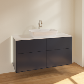 Тумба под раковину Villeroy & Boch Finion 120х50,1 см с подсветкой МДФ темно-синий матовый лак/стекло белое матовое G79100HG