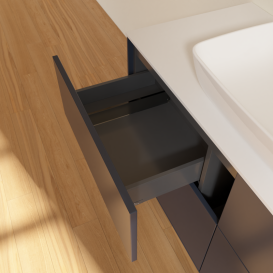 Тумба под раковину Villeroy & Boch Finion 120х50,1 см с подсветкой МДФ темно-синий матовый лак/стекло белое матовое G79100HG