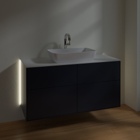 Тумба под раковину Villeroy & Boch Finion 120х50,1 см с подсветкой МДФ темно-синий матовый лак/стекло белое матовое G79100HG