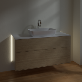 Тумба под раковину Villeroy & Boch Finion 120х50,1 см с подсветкой МДФ шпон дуба/стекло белое матовое G79100PC