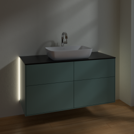 Тумба под раковину Villeroy & Boch Finion 120х50,1 см с подсветкой МДФ оливковый матовый лак/стекло черное матовое G79200GM