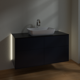 Тумба под раковину Villeroy & Boch Finion 120х50,1 см с подсветкой МДФ темно-синий матовый лак/стекло черное матовое G79200HG
