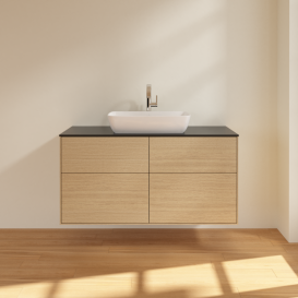 Тумба под раковину Villeroy & Boch Finion 120х50,1 см с подсветкой МДФ шпон дуба/стекло черное матовое G79200PC