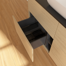 Тумба под раковину Villeroy & Boch Finion 120х50,1 см с подсветкой МДФ шпон дуба/стекло черное матовое G79200PC