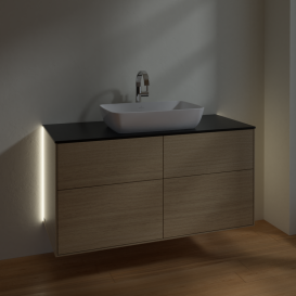 Тумба под раковину Villeroy & Boch Finion 120х50,1 см с подсветкой МДФ шпон дуба/стекло черное матовое G79200PC