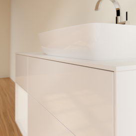 Тумба під раковину Villeroy & Boch Finion 120х50,1 см з підсвіткою МДФ білий глянцевий лак/скло біле матове F801GFGF