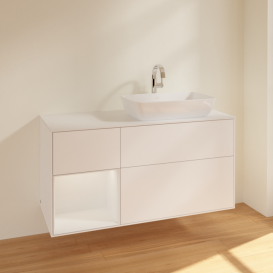 Тумба под раковину Villeroy & Boch Finion 120х50,1 см с подсветкой МДФ белый матовый лак/стекло белое матовое F801GFMT