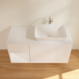 Тумба под раковину Villeroy & Boch Finion 120х50,1 см с подсветкой МДФ белый матовый лак/стекло белое матовое F801GFMT