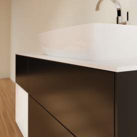 Тумба под раковину Villeroy & Boch Finion 120х50,1 см с подсветкой МДФ черный матовый лак/стекло белое матовое F801GFPD