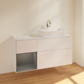 Тумба под раковину Villeroy & Boch Finion 120х50,1 см с подсветкой МДФ глянцевый белый лак/стекло белое матовое F801GKGF