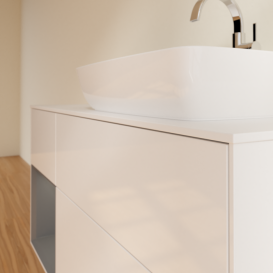 Тумба под раковину Villeroy & Boch Finion 120х50,1 см с подсветкой МДФ глянцевый белый лак/стекло белое матовое F801GKGF